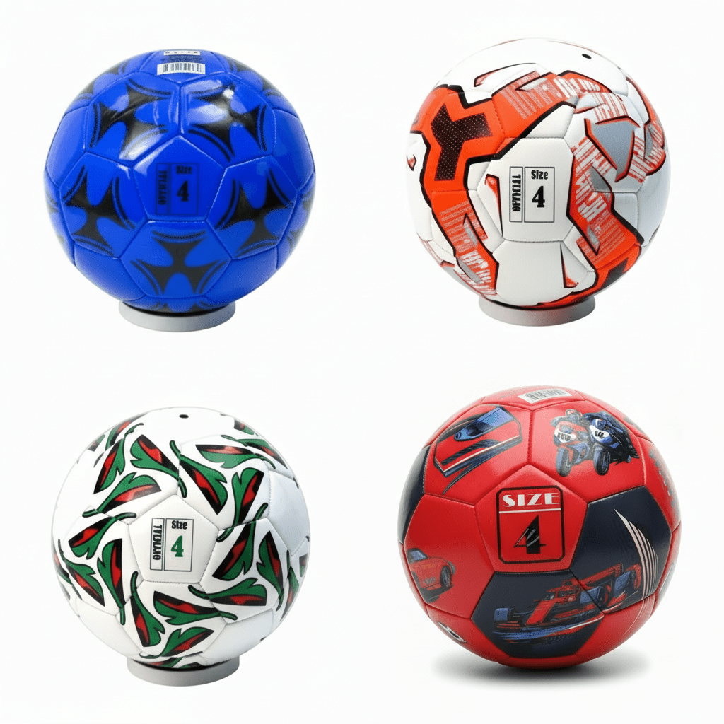 Size 4 Classic Thick Durable Outer  Kids Soccer Ball with Pump & 2 Needles