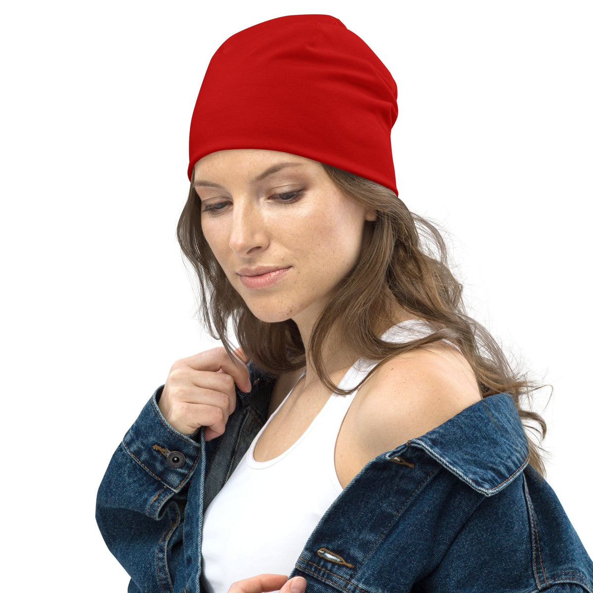 Red Stretch Fit Beanie Cap Lightweight Fashionable Winter Wear