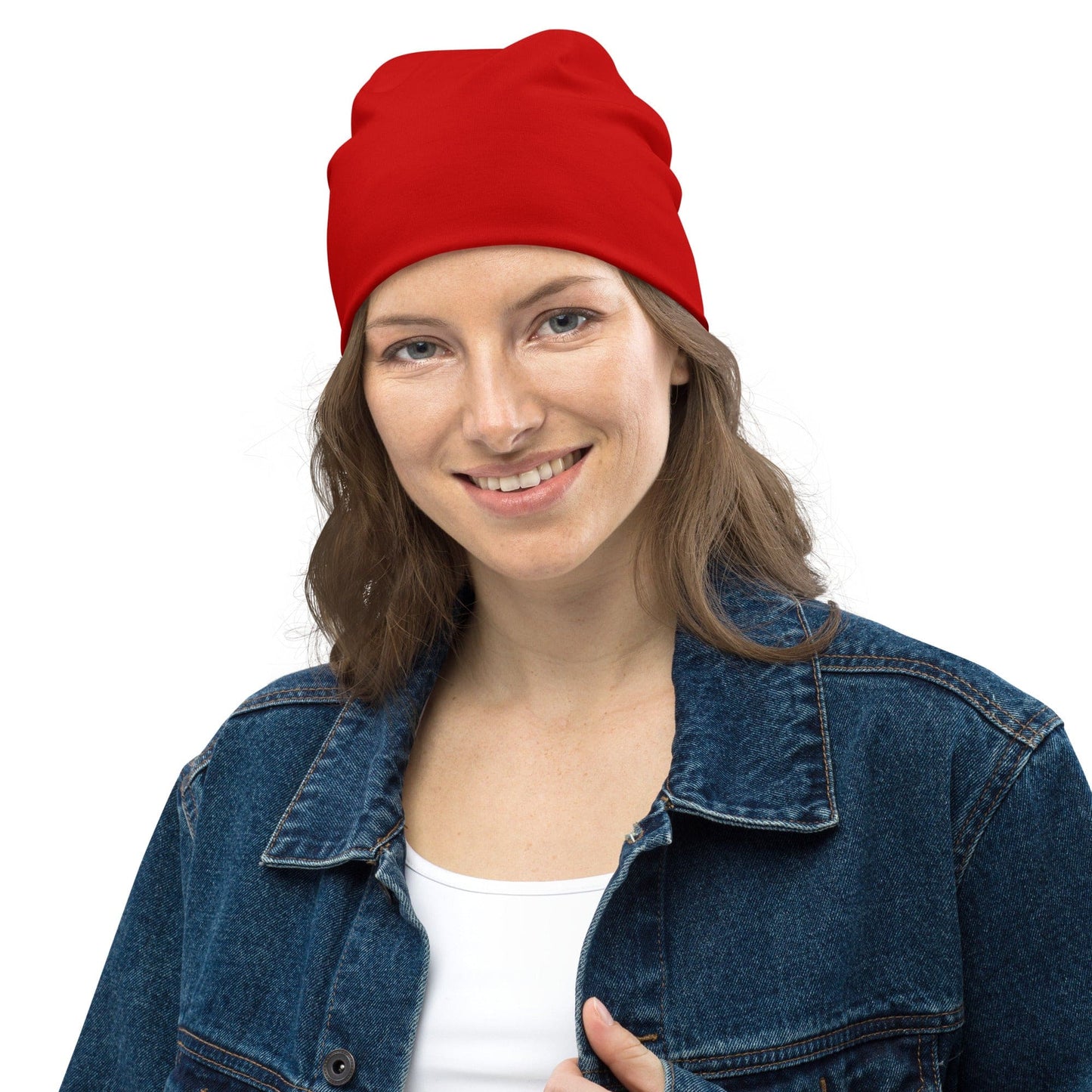 Red Stretch Fit Beanie Cap Lightweight Fashionable Winter Wear