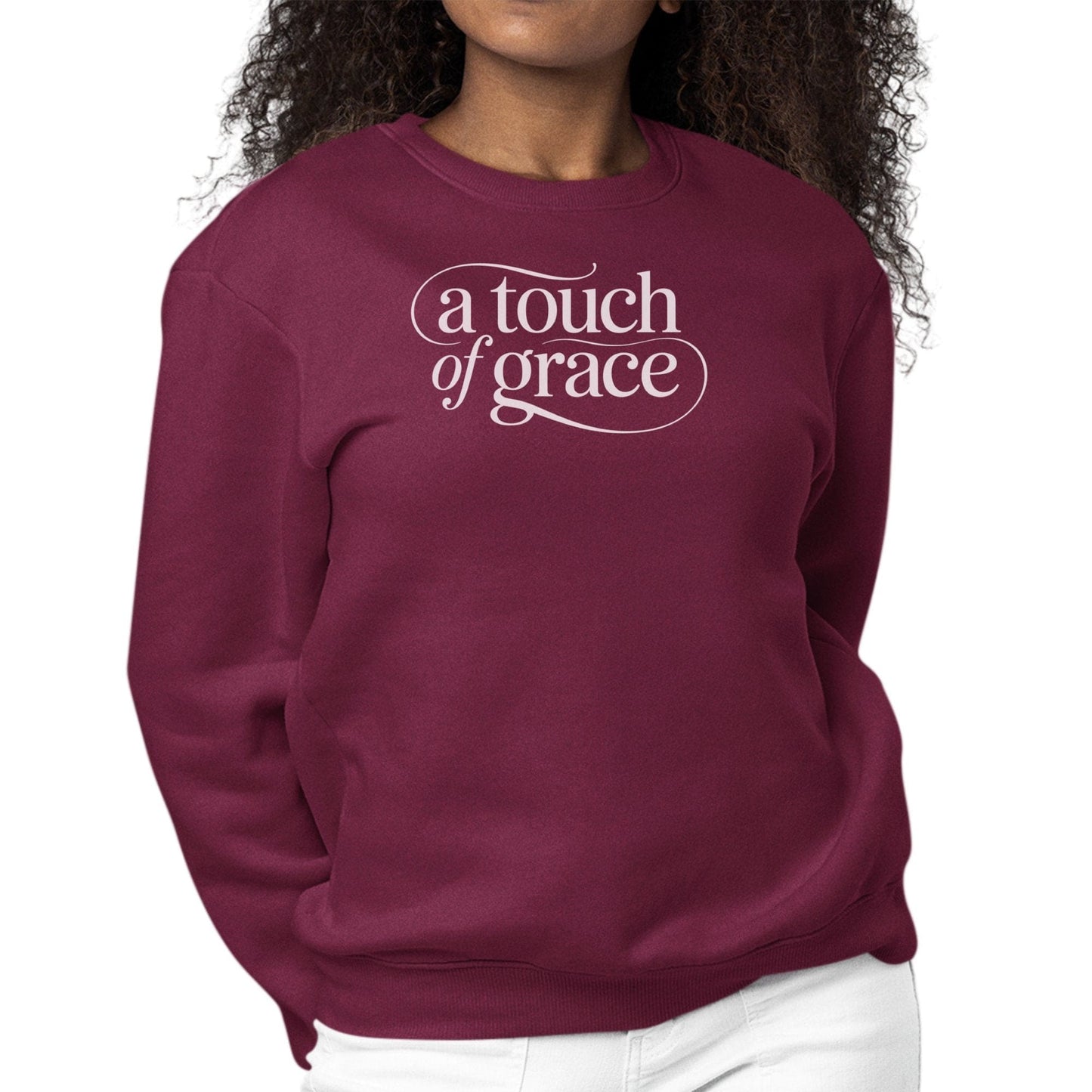 Womens Graphic Sweatshirt - a Touch of Grace Inspirational Motivational Shirt